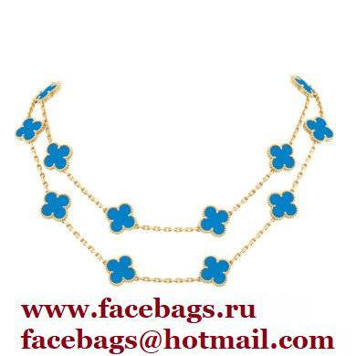 Van Cleef  &  Arpels Onyx Vintage Alhambra Necklace blue/gold
